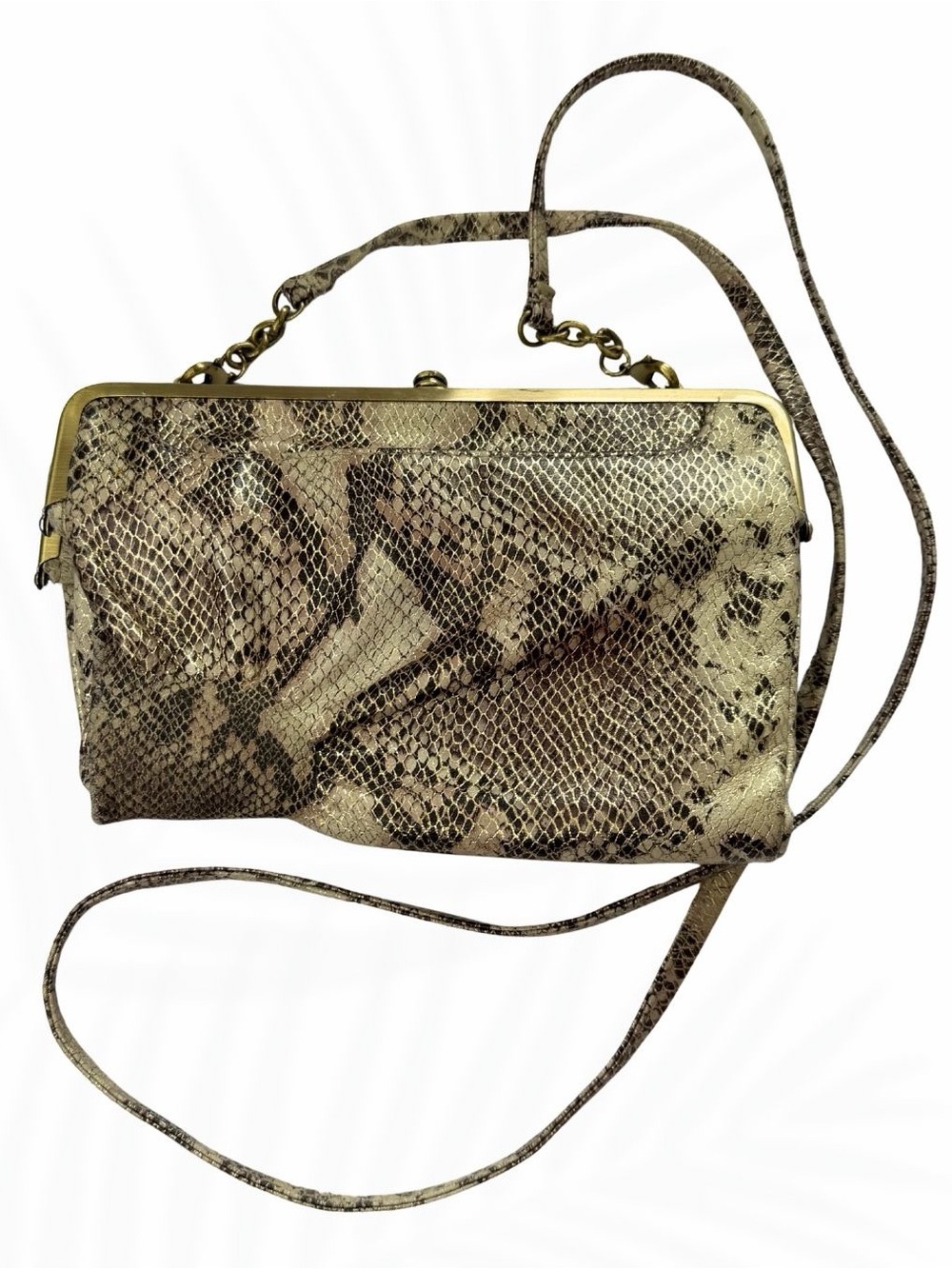 Snakeskin Print Frame Crossbody Shoulder Bag Vintage Inspired